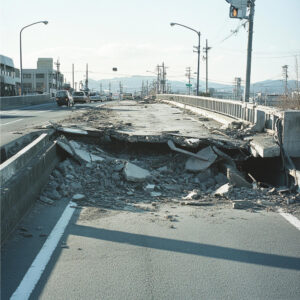 צילום כביש לאחר רעידת אדמה - המחשה לתקן 143 הישראלי לרעידות אדמה