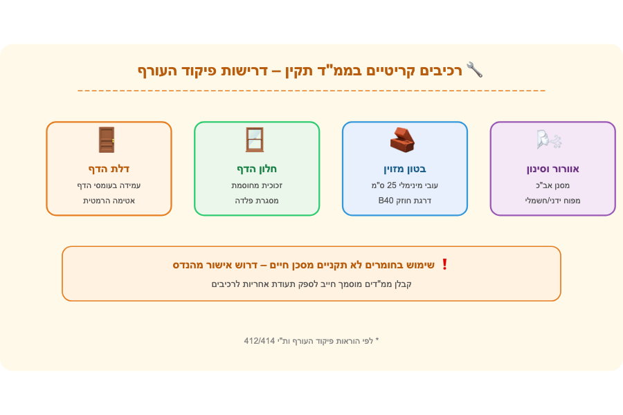 רכיבים קריטיים בממ״ד תקין - דרישות פיקוד העורף