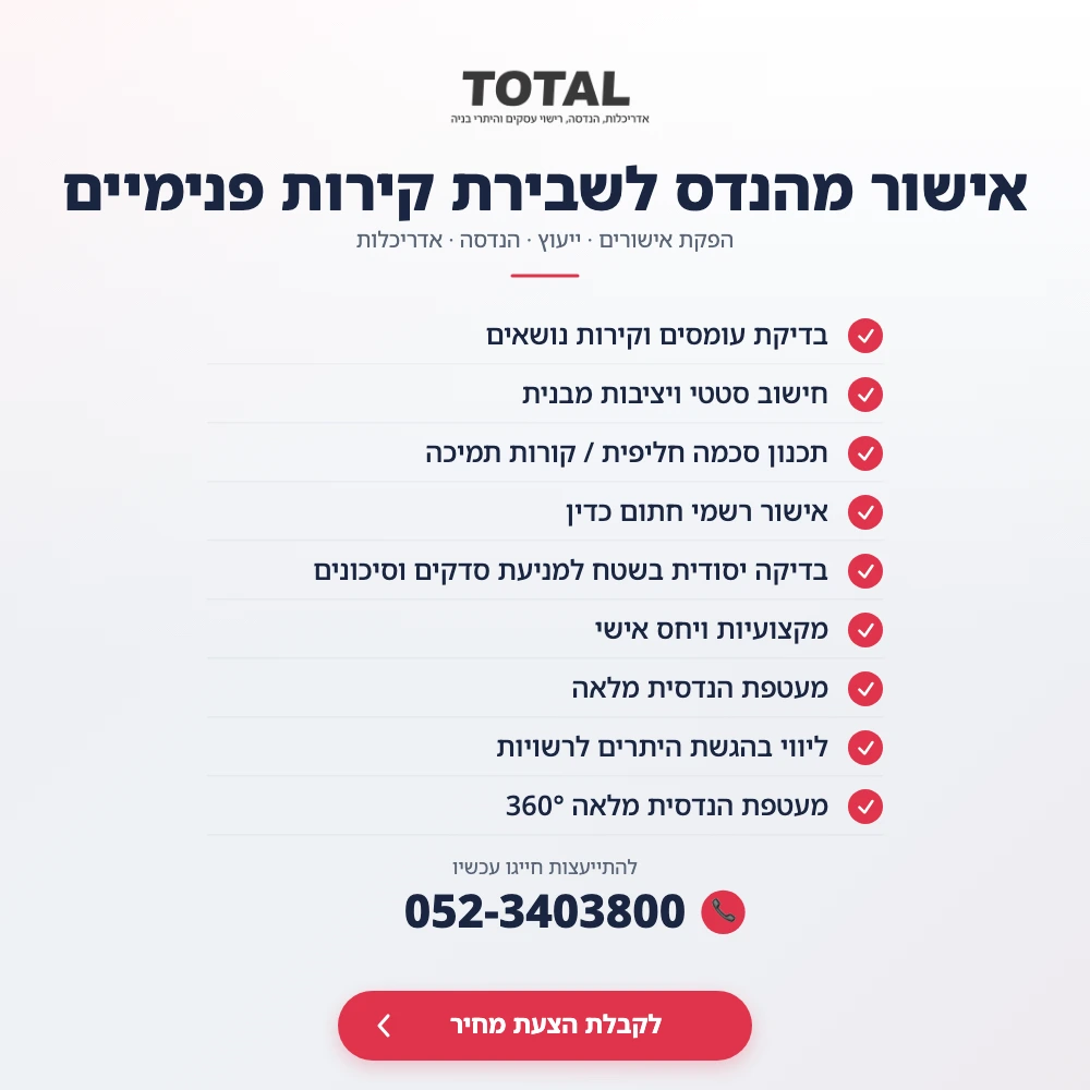 באנר קידומי אישור ובדיקה הנדסית להריסת קירות מבנה